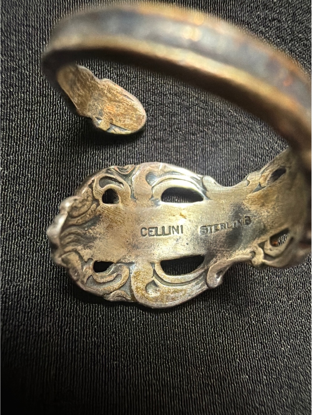 Vintage Cellini Sterling Silver Ornate Adjustable Ring